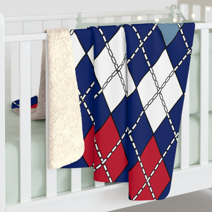 Falkland Islands Retro Argyle Blanket Throw