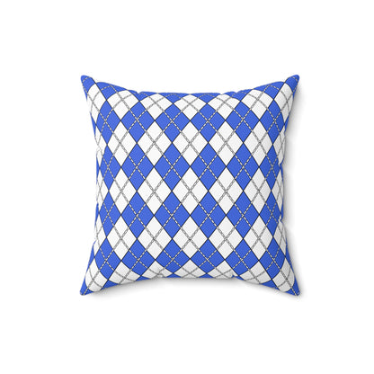 Royal Blue, White Retro Argyle Cushion Pillow