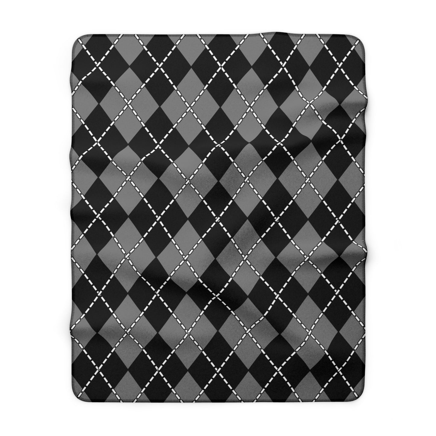 Grey, Black Retro Argyle Blanket Throw