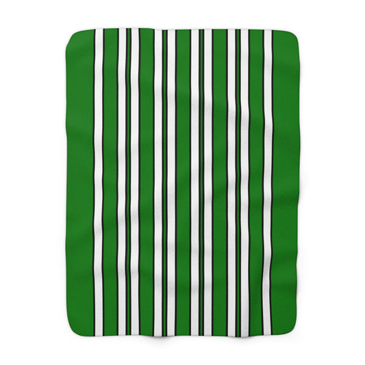 Green, White Retro Stripes Blanket Throw