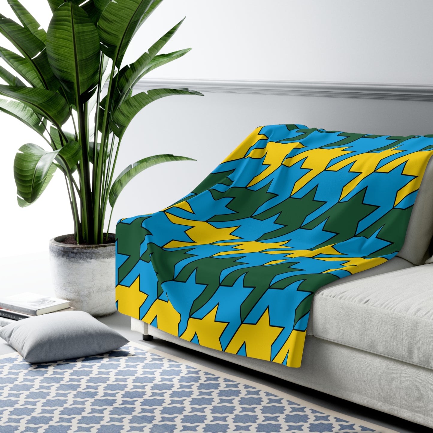 Rwanda Retro Houndstooth Blanket Throw