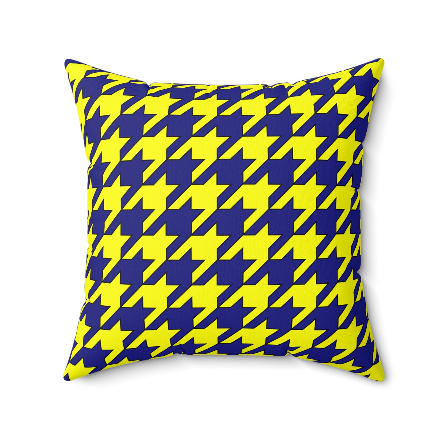 Navy Blue, Yellow Retro Houndstooth Cushion Pillow