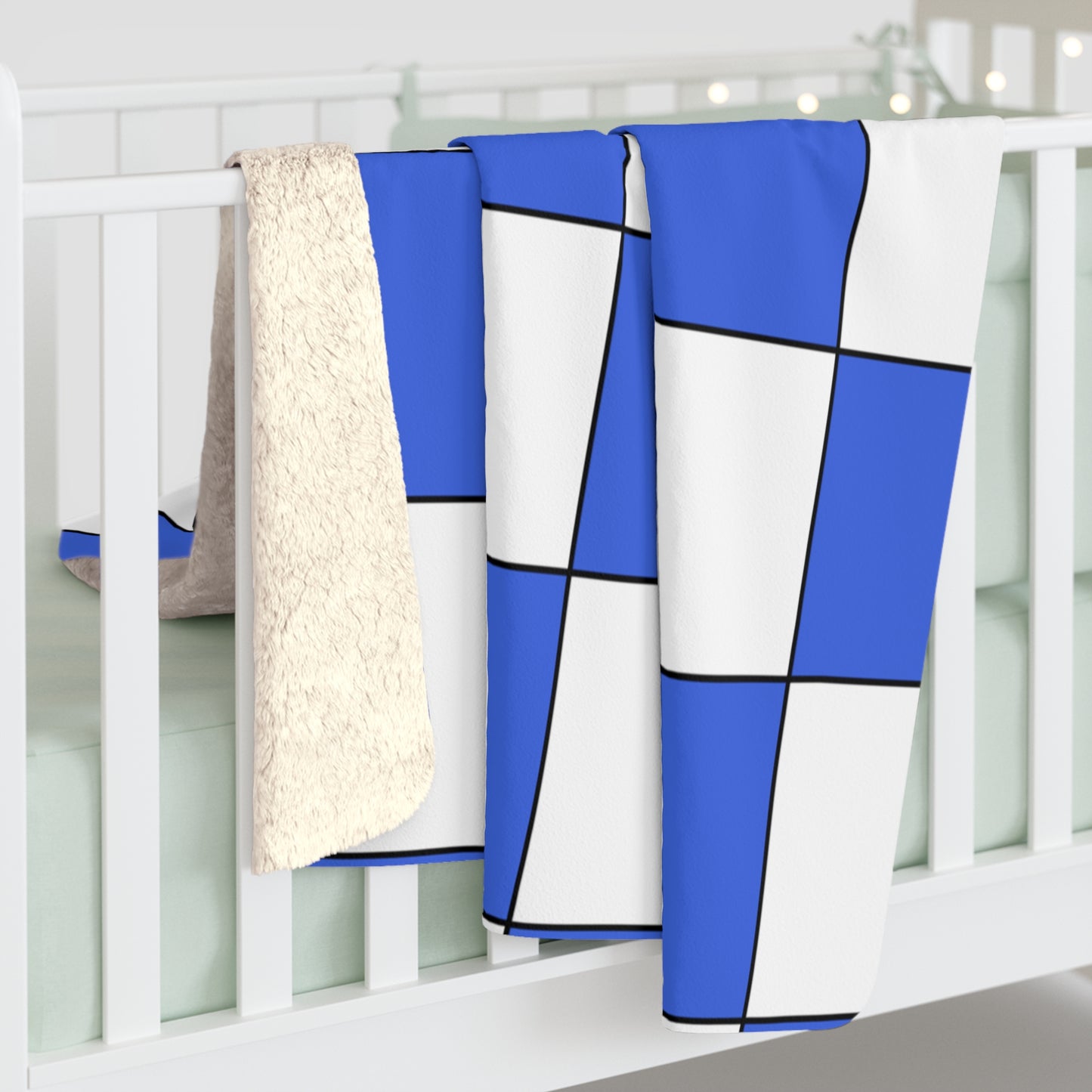 Royal Blue, White Retro Check Blanket Throw