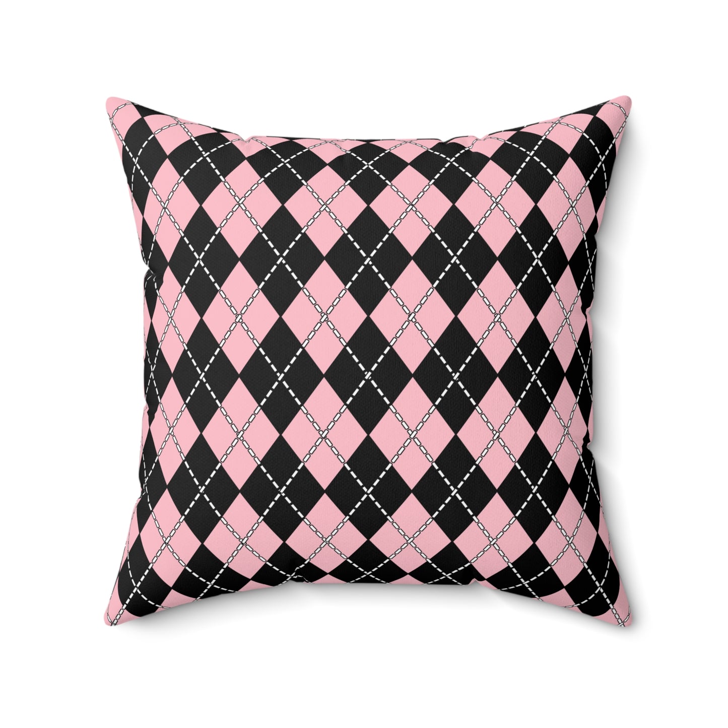 Pink, Black Retro Argyle Cushion Pillow