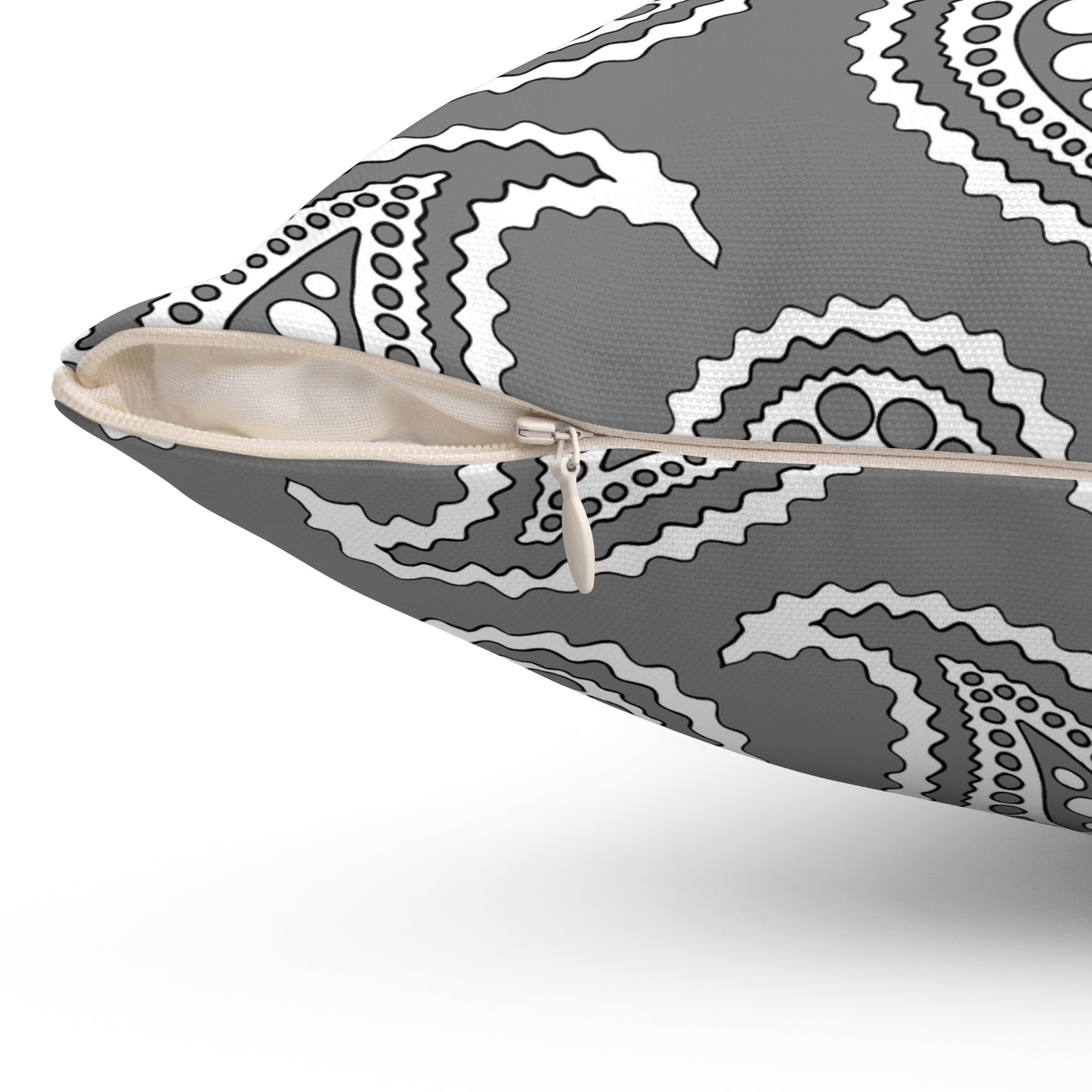 Grey, White Retro Paisley Cushion Pillow