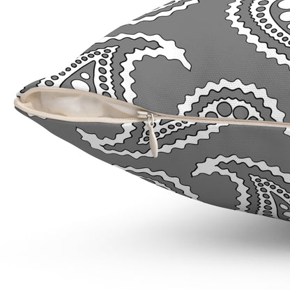 Grey, White Retro Paisley Cushion Pillow