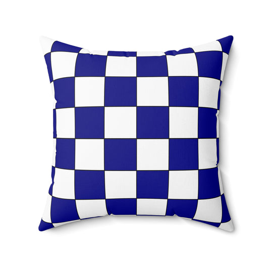Dark Blue, White Retro Check Cushion Pillow