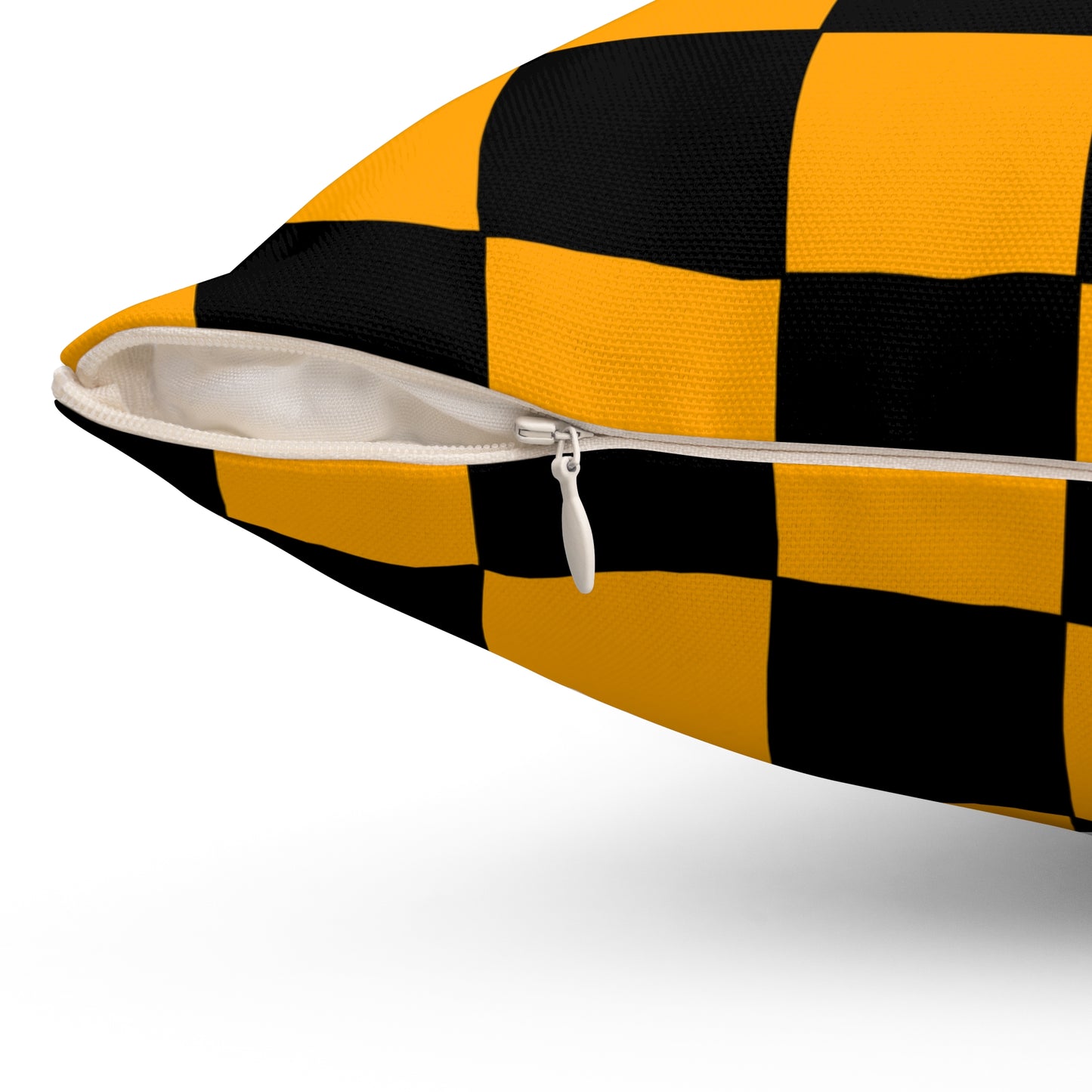 Orange, Black Retro Check Cushion Pillow