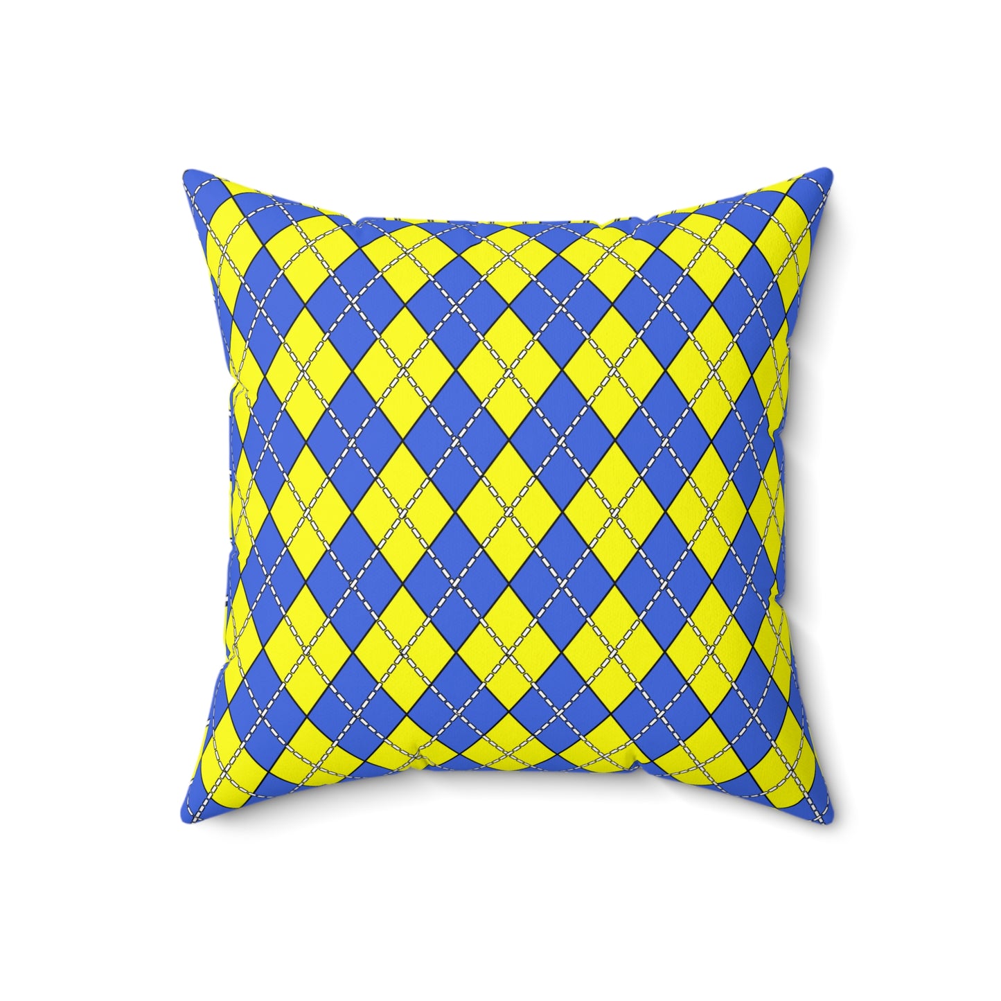 Royal Blue, Yellow Retro Argyle Cushion Pillow