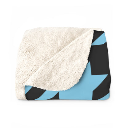 Sky Blue, Black Retro Houndstooth Blanket Throw