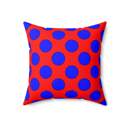 Red, Blue Retro Polka Dots Cushion Pillow