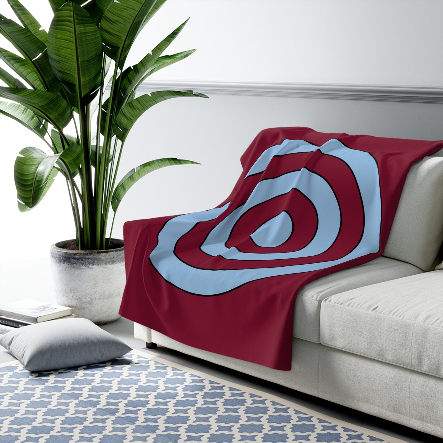 Claret, Blue Retro Target Blanket Throw
