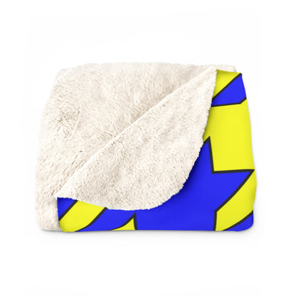 Blue, Yellow Retro Houndstooth Blanket Throw