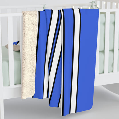 Royal Blue, White Retro Stripes Blanket Throw