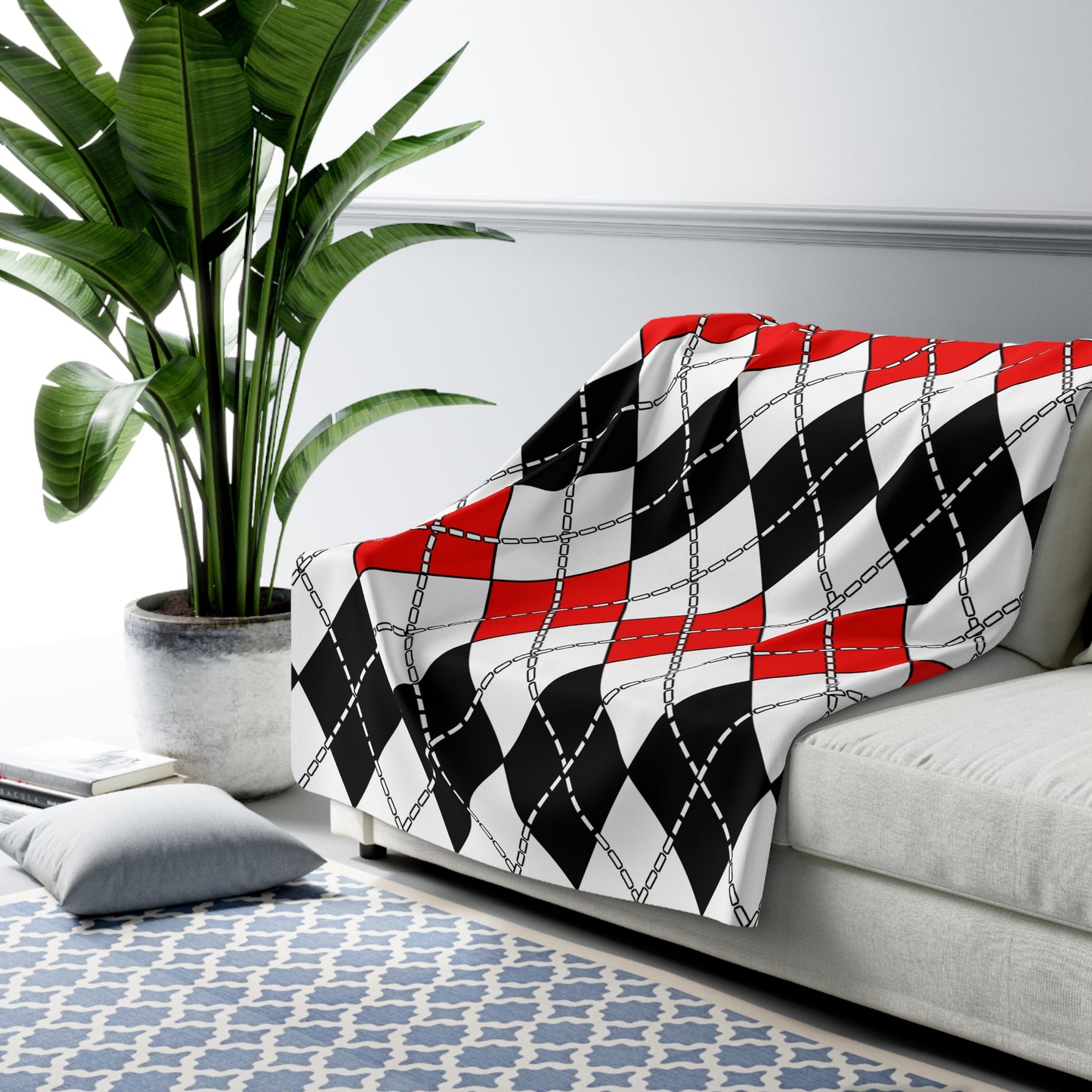 Yemen Retro Argyle Blanket Throw