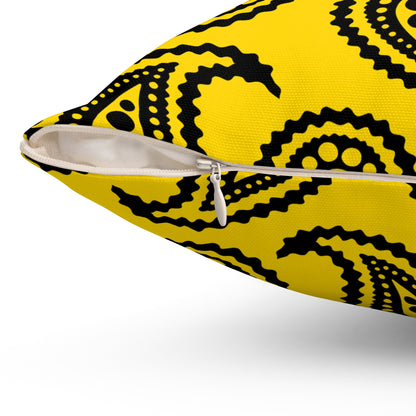 Gold, Black Retro Paisley Cushion Pillow