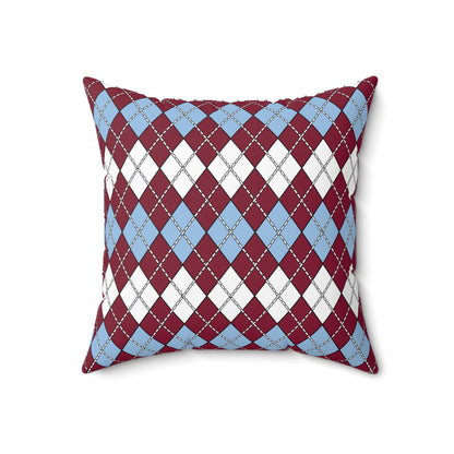 Claret, Blue, White Retro Argyle Cushion Pillow
