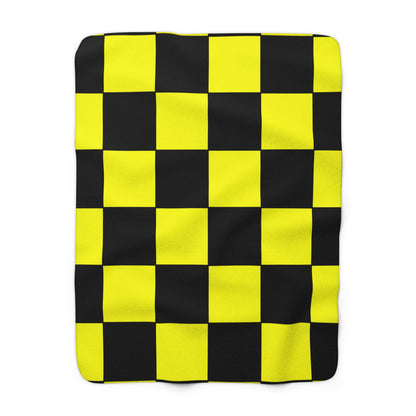 Yellow, Black Retro Check Blanket Throw