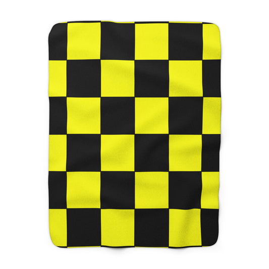 Yellow, Black Retro Check Blanket Throw