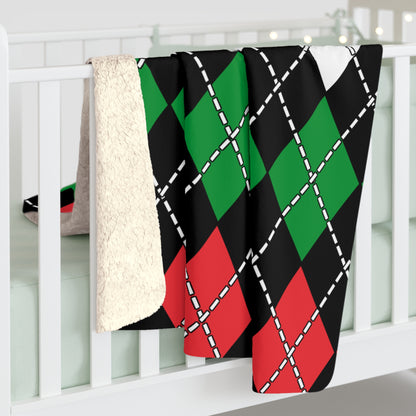 Palestine Retro Argyle Blanket Throw