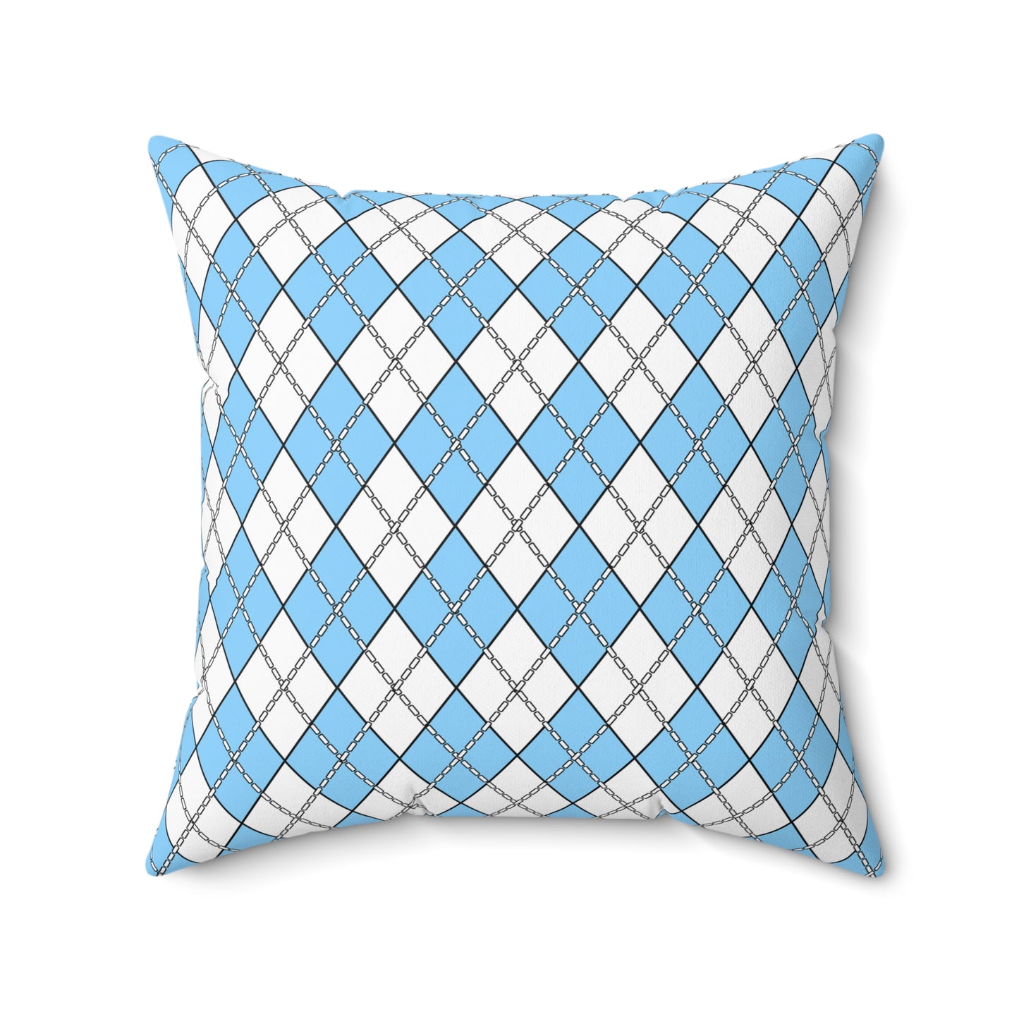 Light Blue, White Retro Argyle Cushion Pillow
