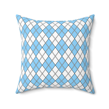 Light Blue, White Retro Argyle Cushion Pillow