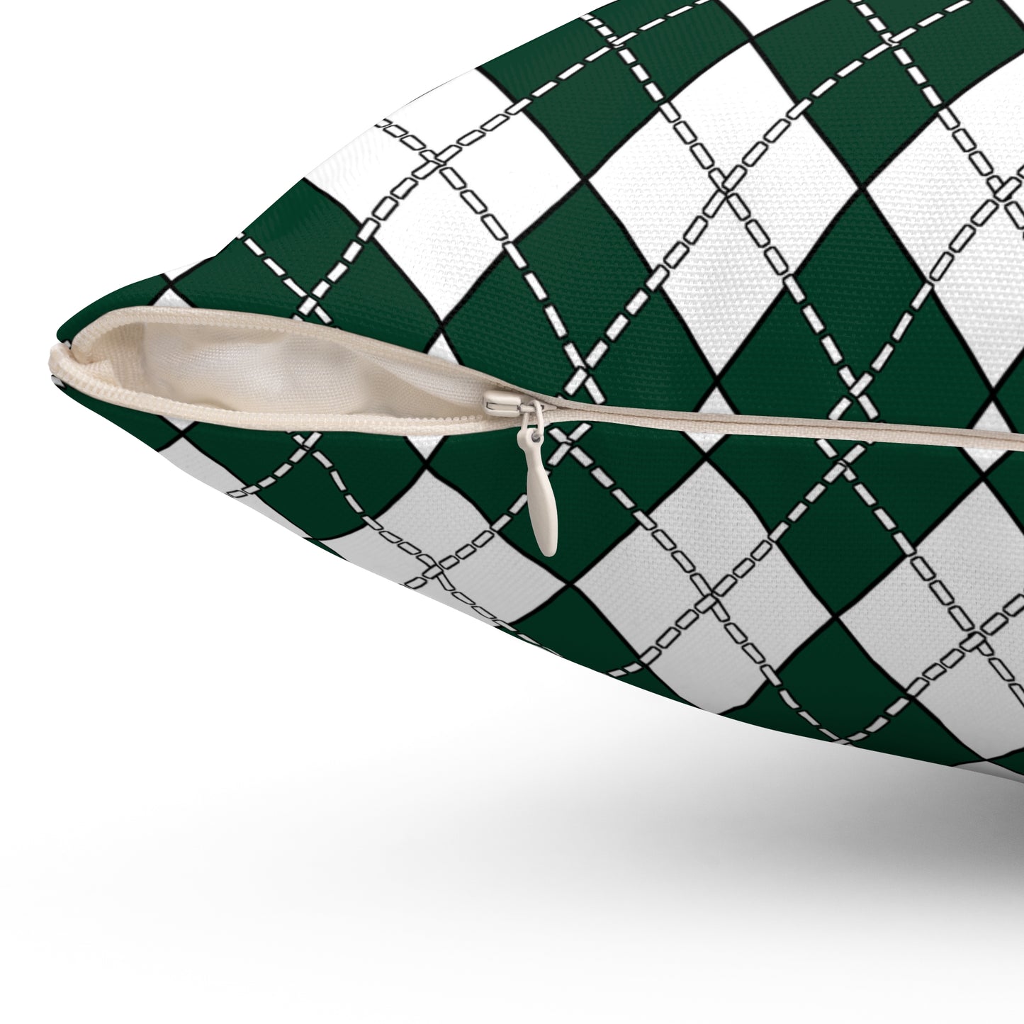 Dark Green, White Retro Argyle Cushion Pillow
