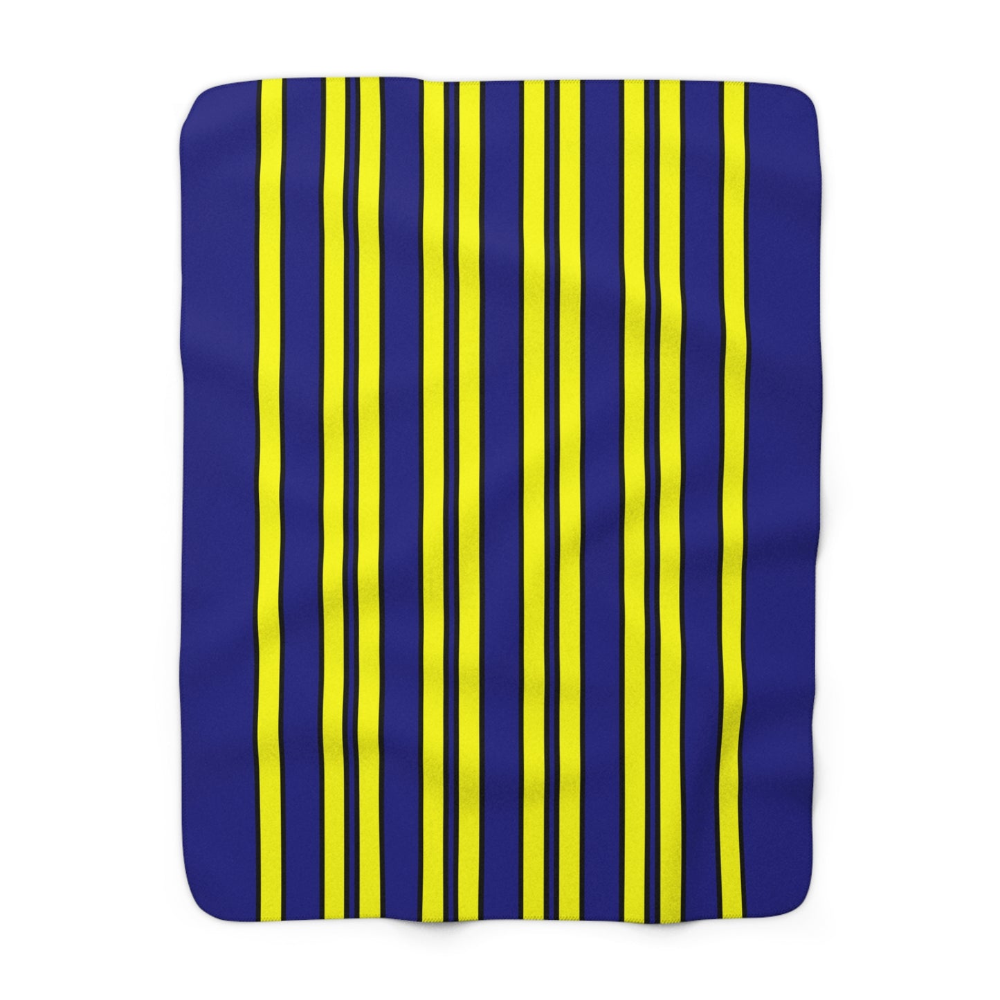 Navy Blue, Yellow Retro Stripes Blanket Throw
