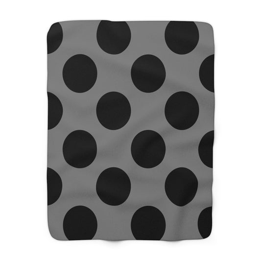 Grey, Black Retro Polka Dots Blanket Throw