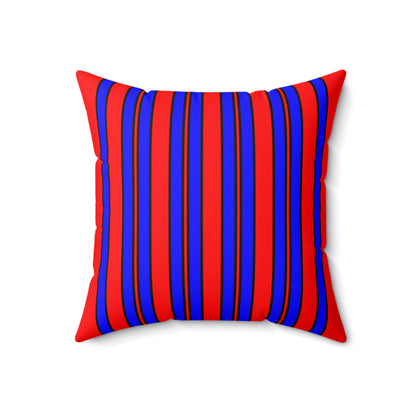 Red, Blue Retro Stripes Cushion Pillow