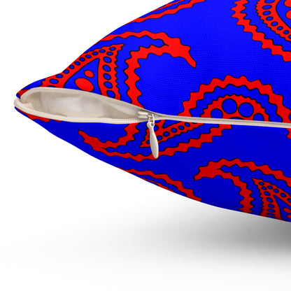 Blue, Red Retro Paisley Cushion Pillow