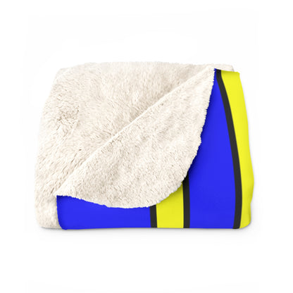 Blue, Yellow Retro Stripes Blanket Throw