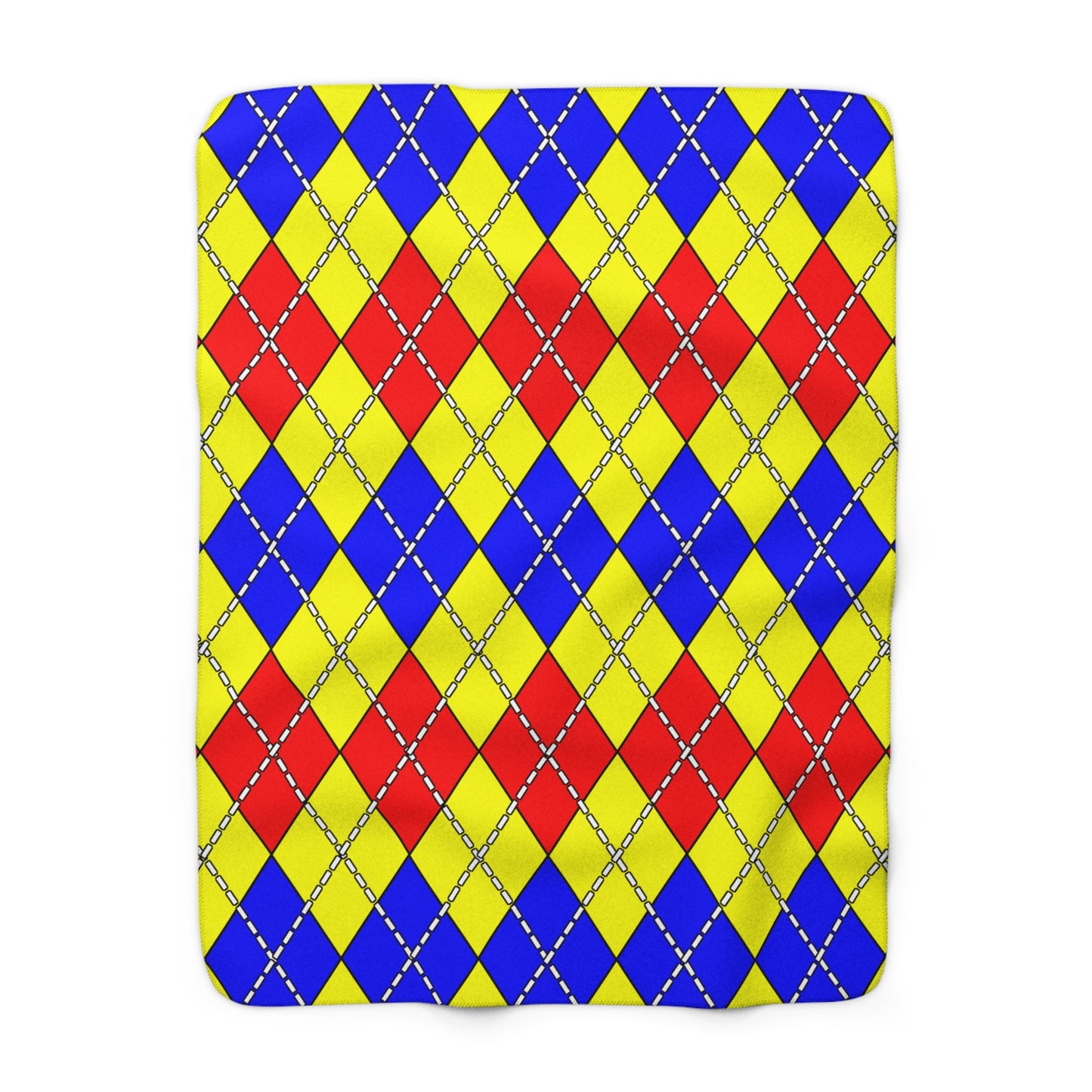Yellow, Blue, Red Retro Argyle Blanket Throw