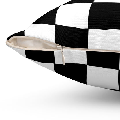 Black, White Retro Check Cushion Pillow