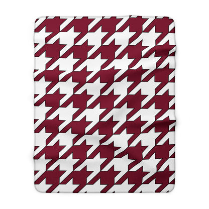 Claret, White Retro Houndstooth Blanket Throw