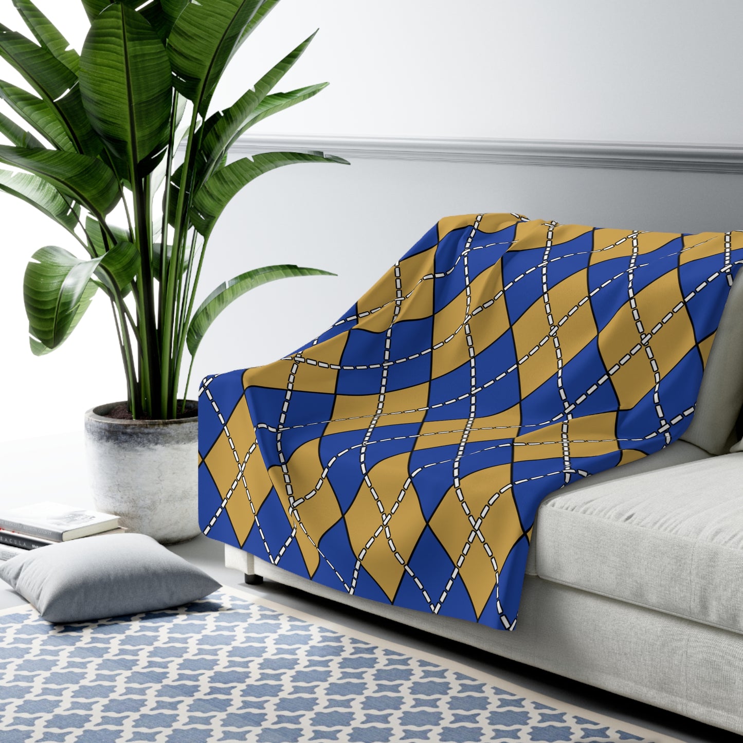 Kosovo Retro Argyle Blanket Throw