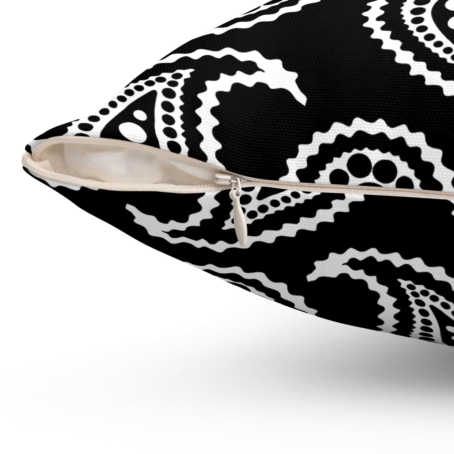 Black, White Retro Paisley Cushion Pillow