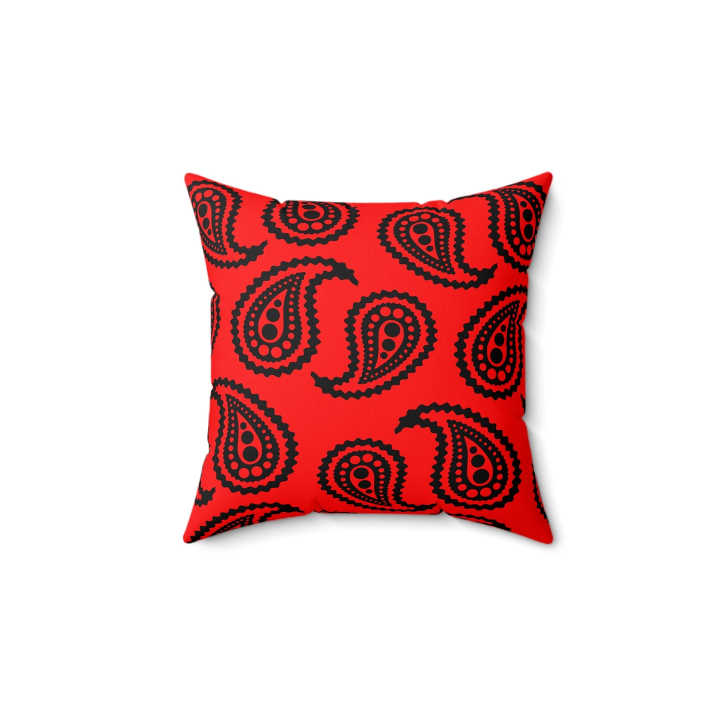Red, Black Retro Paisley Cushion Pillow