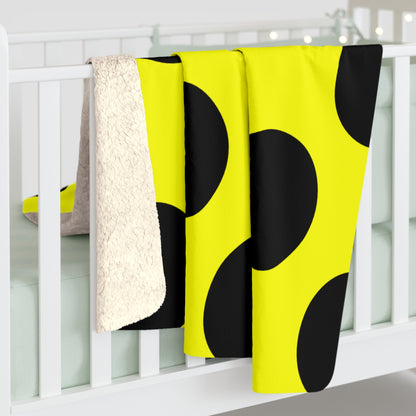 Yellow, Black Retro Polka Dots Blanket Throw