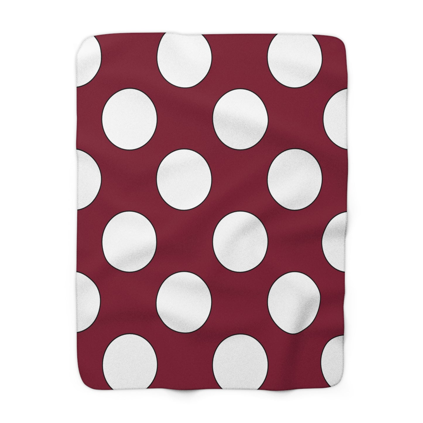 Claret, White Retro Polka Dots Blanket Throw