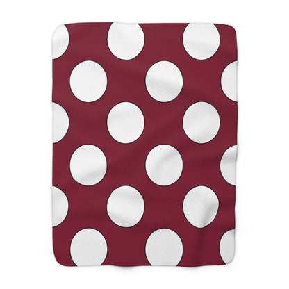 Claret, White Retro Polka Dots Blanket Throw
