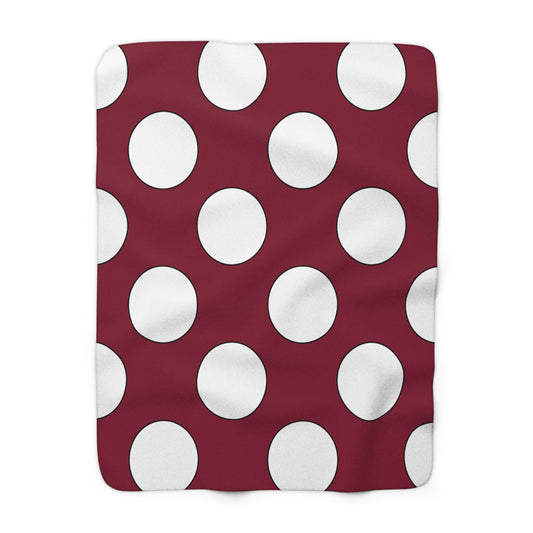 Claret, White Retro Polka Dots Blanket Throw