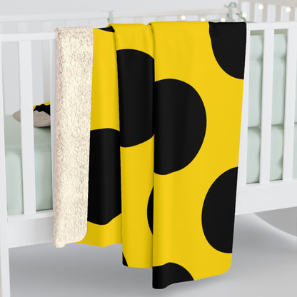 Gold, Black Retro Polka Dots Blanket Throw