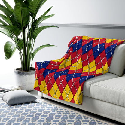 Venezuela Retro Argyle Blanket Throw