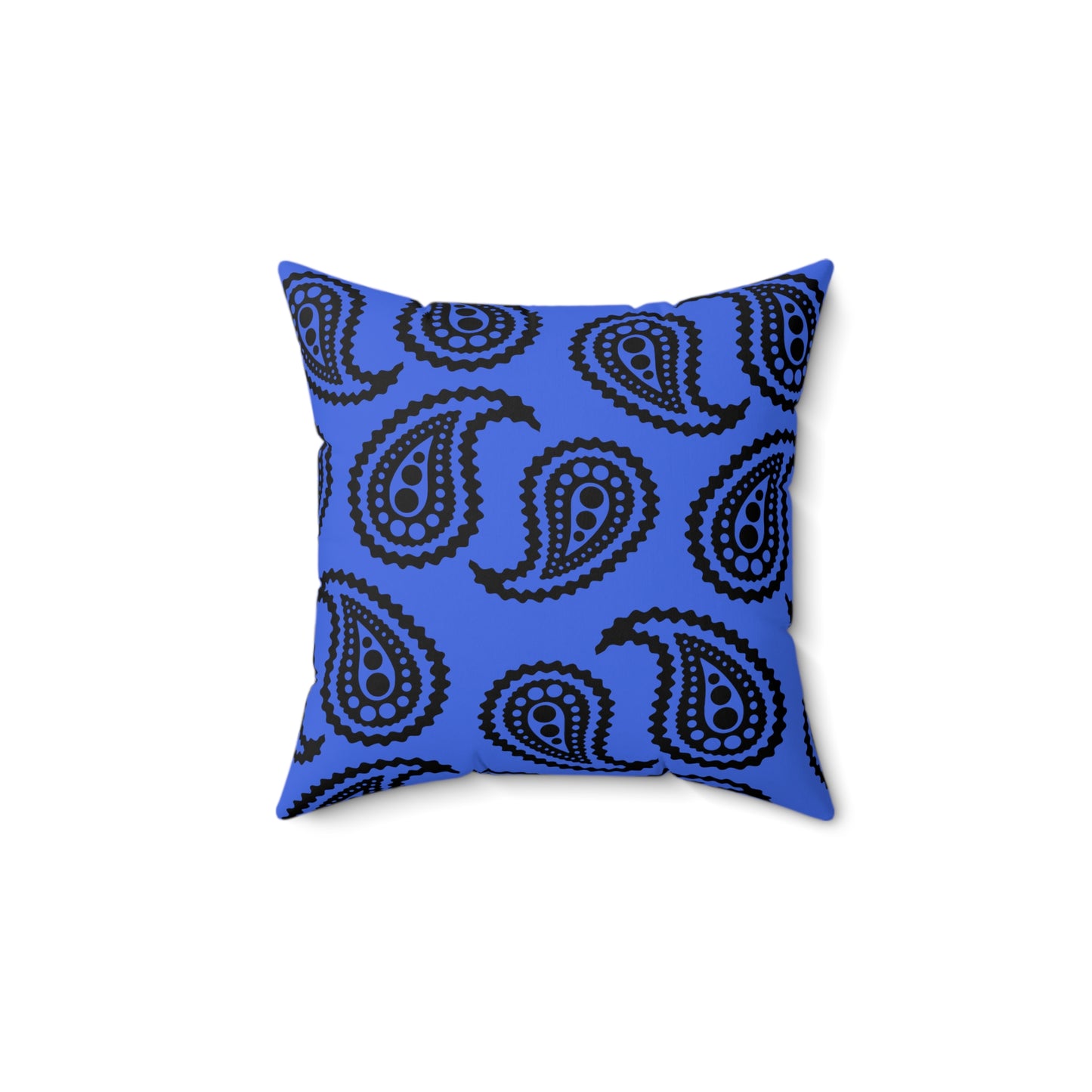 Royal Blue, Black Retro Paisley Cushion Pillow