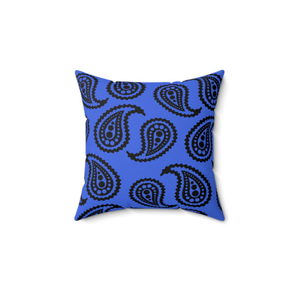 Royal Blue, Black Retro Paisley Cushion Pillow