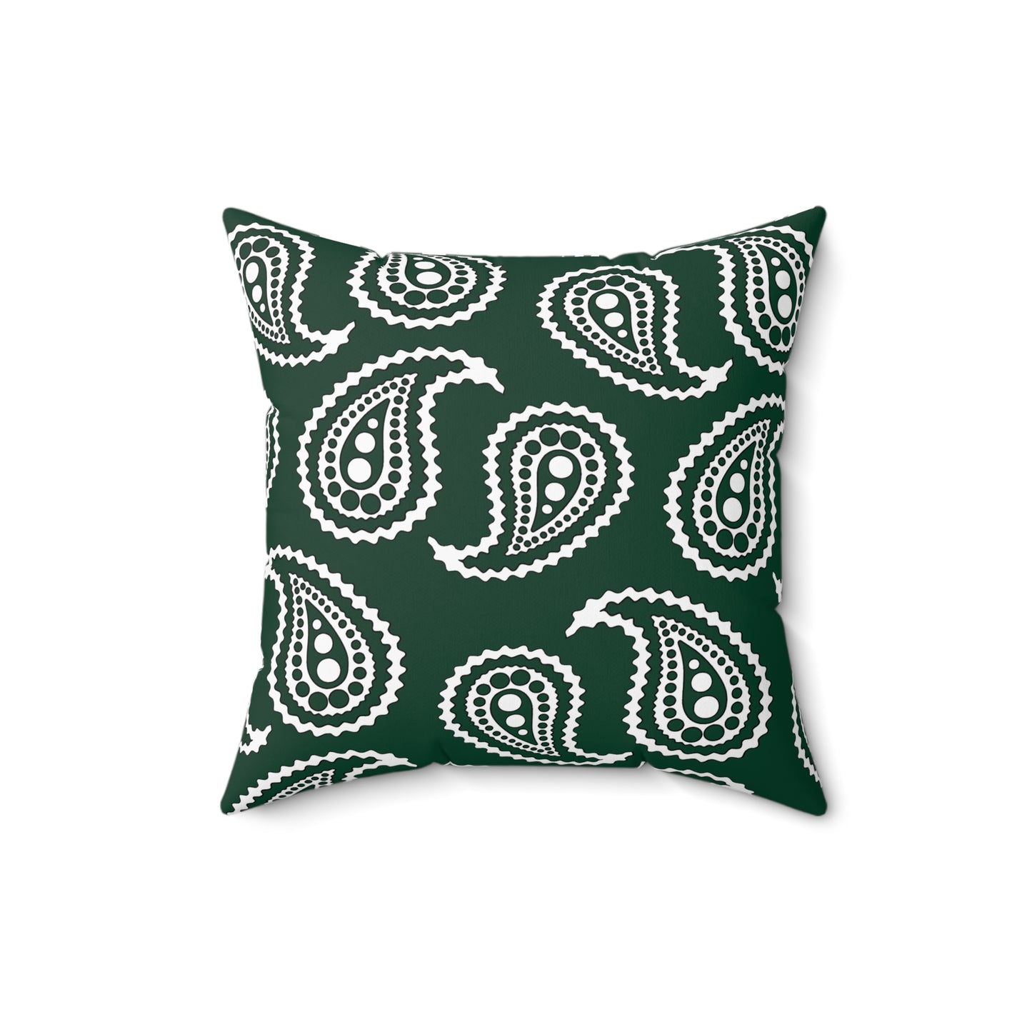 Dark Green, White Retro Paisley Cushion Pillow
