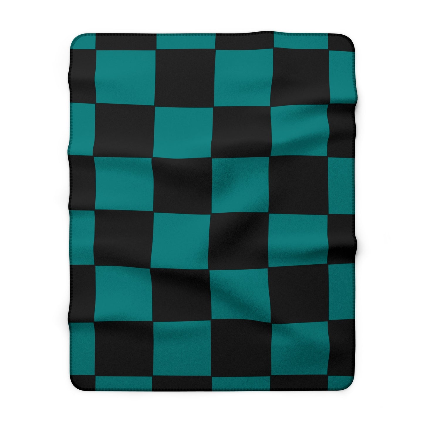 Teal, Black Retro Check Blanket Throw