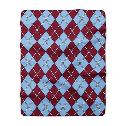 Claret, Blue Retro Argyle Blanket Throw