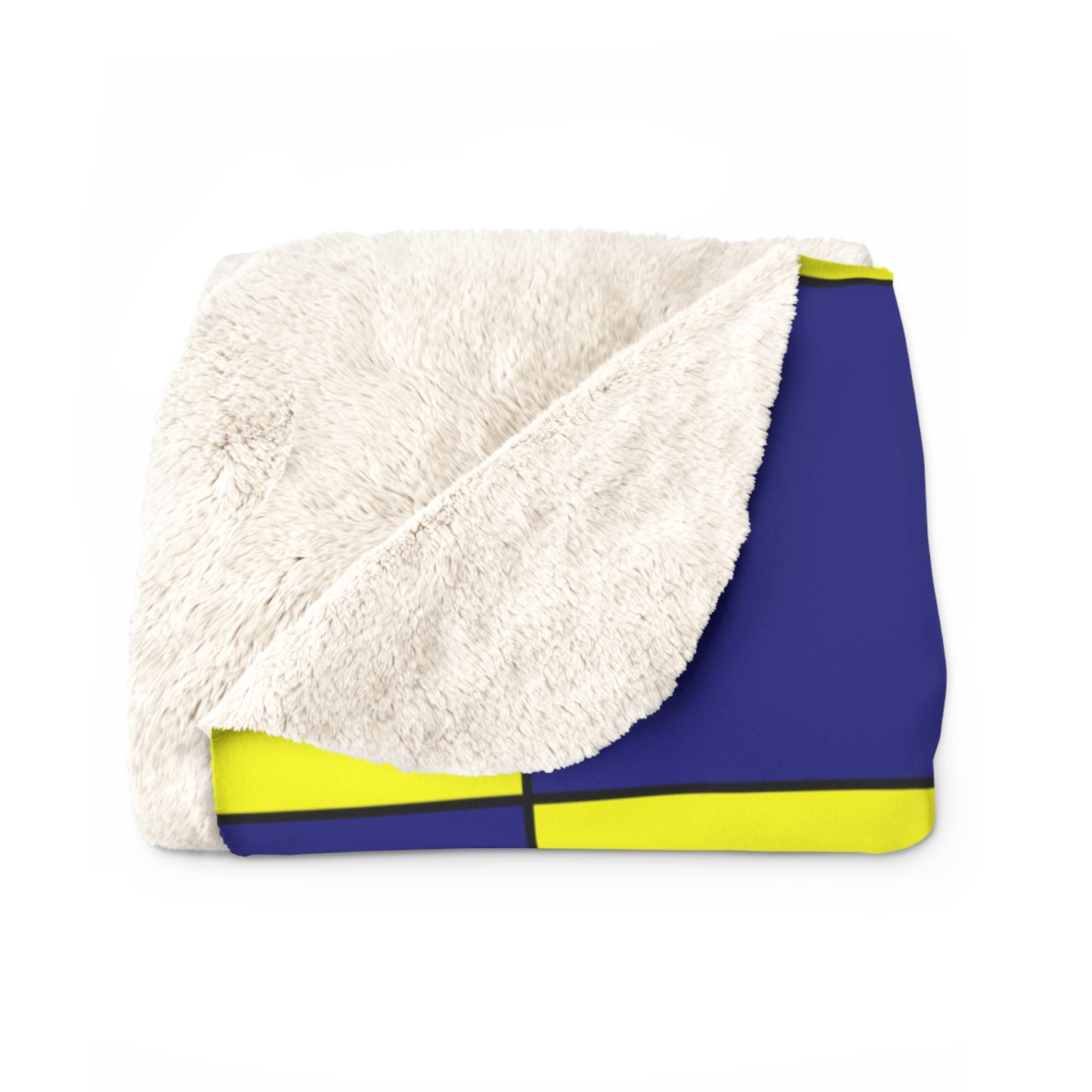 Navy Blue, Yellow Retro Check Blanket Throw